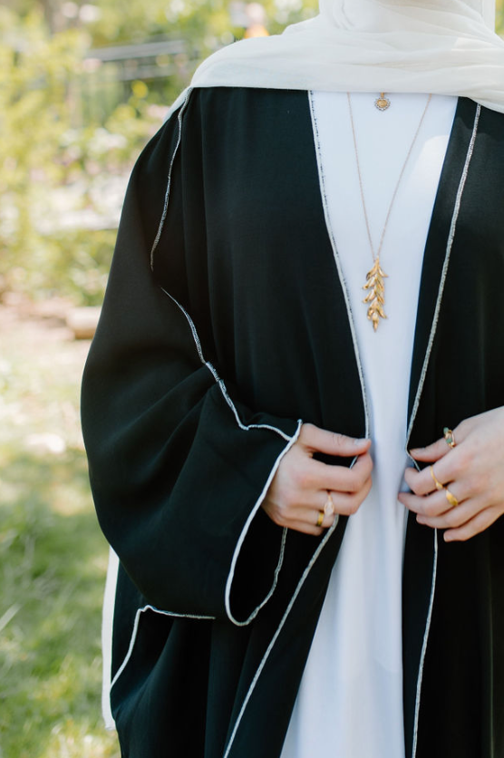 Classic black open abaya