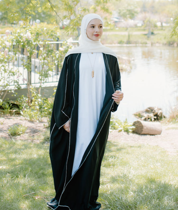 Classic black open abaya