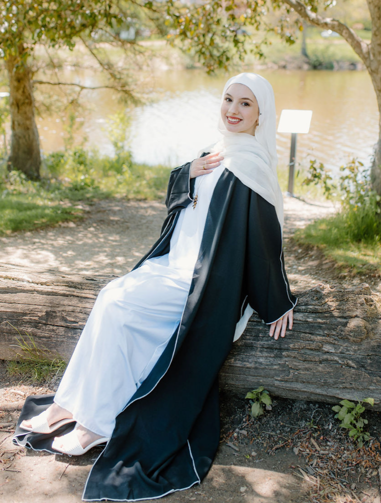 Classic black open abaya