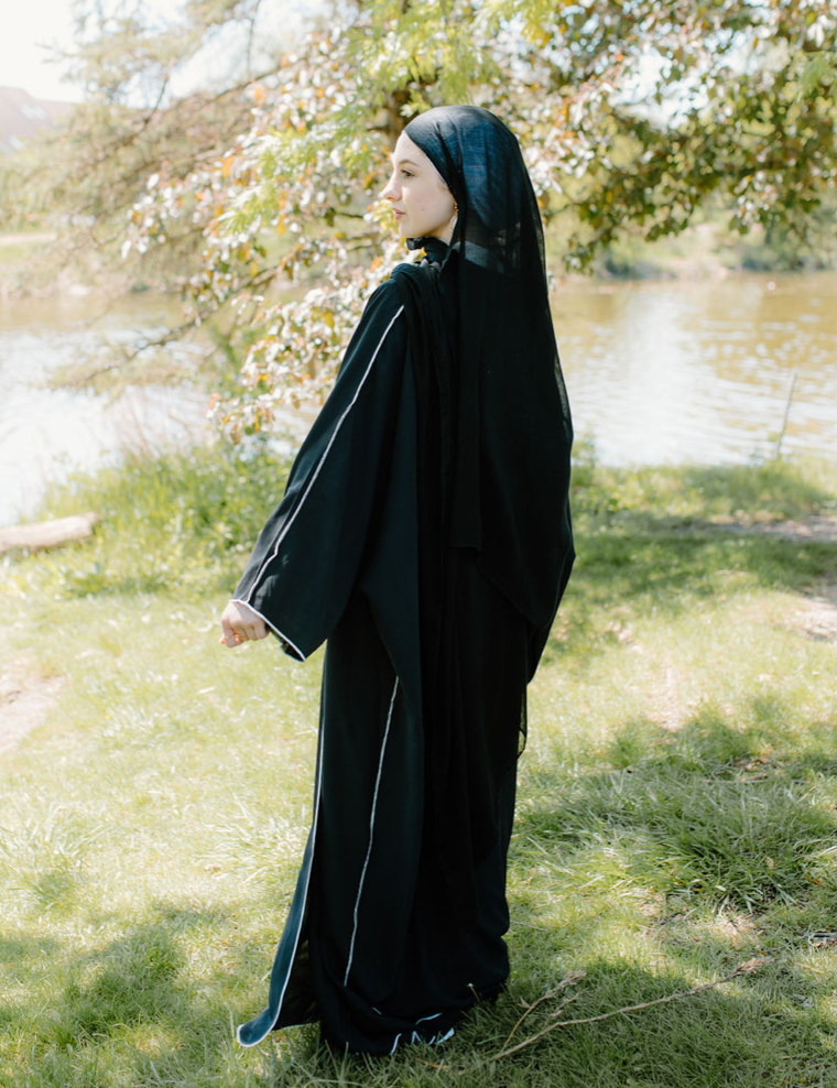 Classic black open abaya