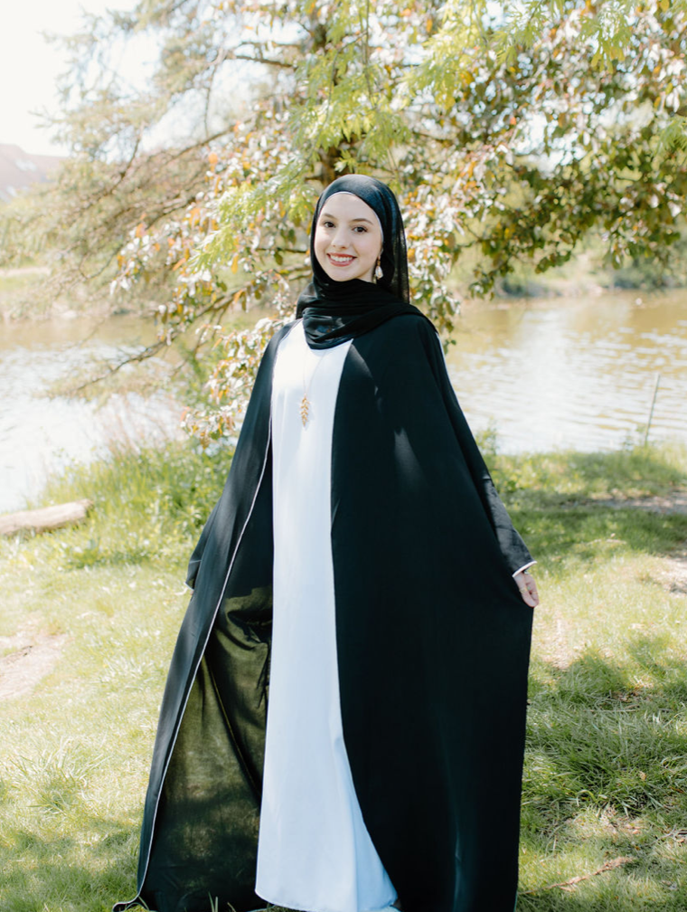 Classic black open abaya