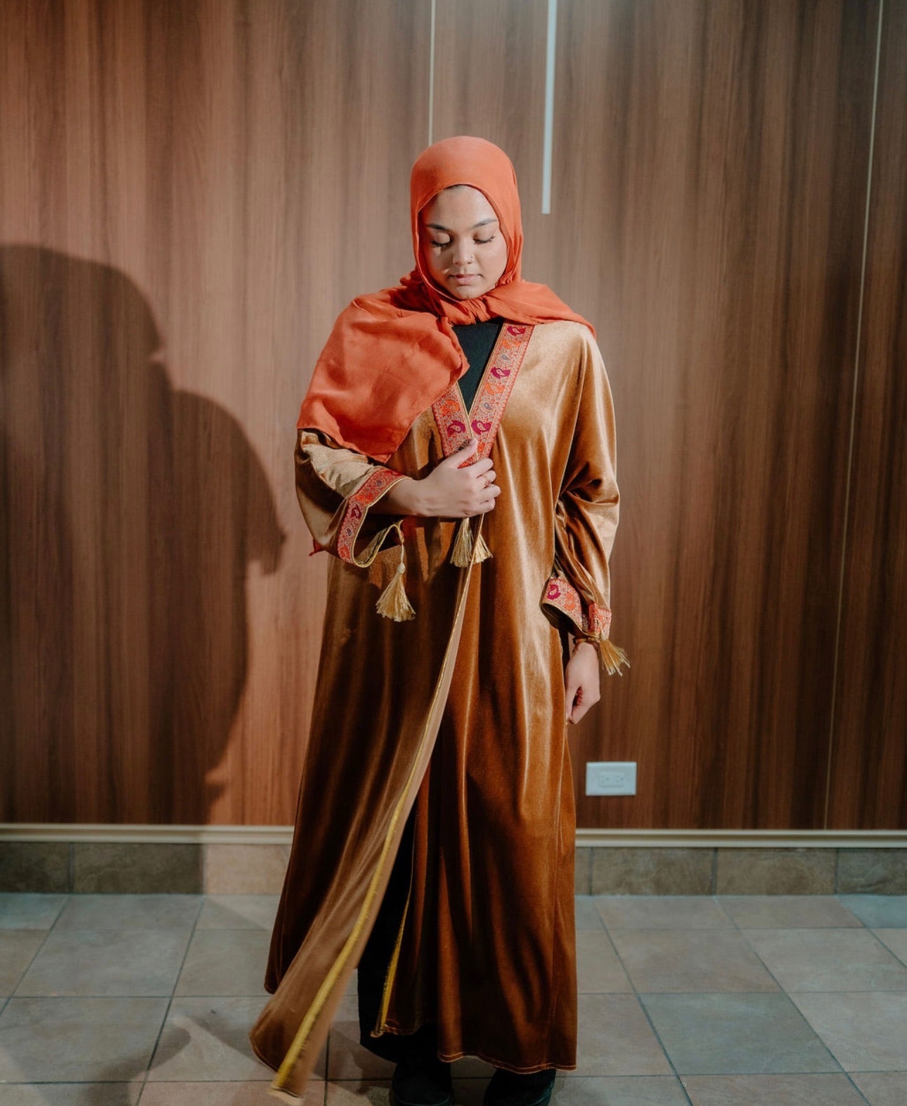 Velvet open abaya